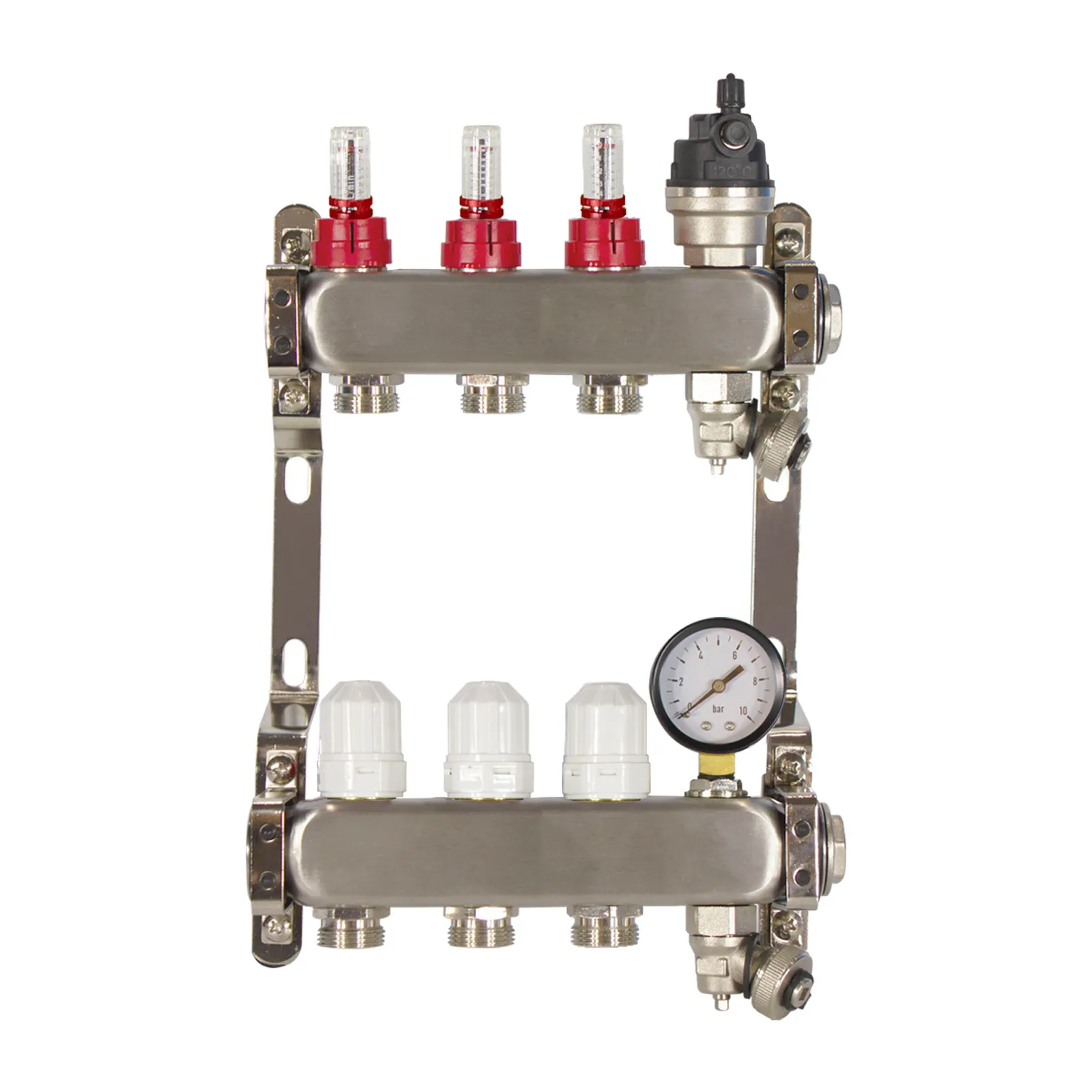 Poly Style Underfloor Heating Manifold with Pressure Gauge and Auto Air Vent