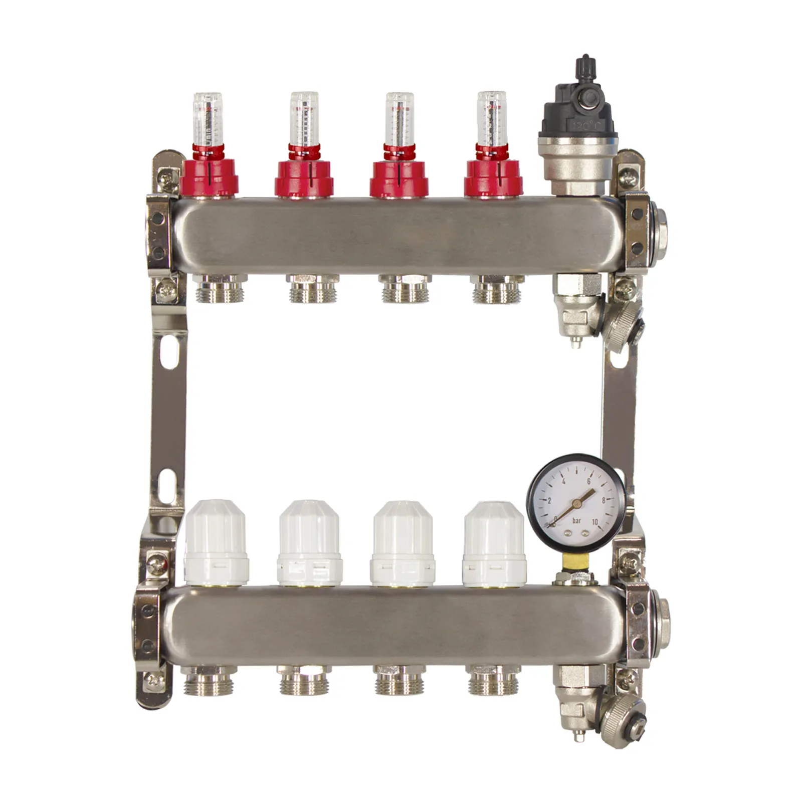 Poly Style Underfloor Heating Manifold with Pressure Gauge and Auto Air Vent