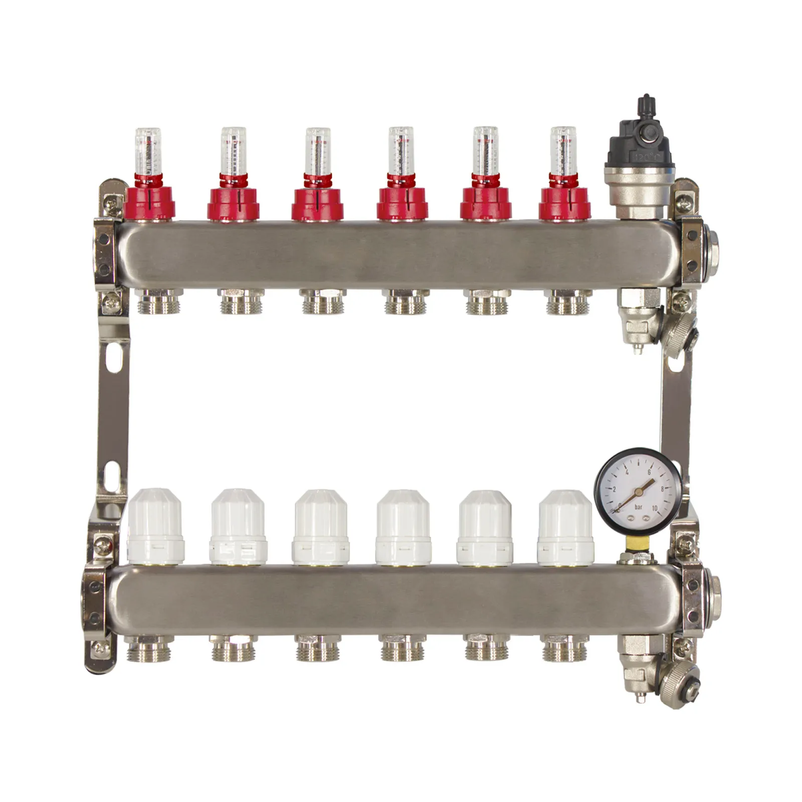 Poly Style Underfloor Heating Manifold with Pressure Gauge and Auto Air Vent