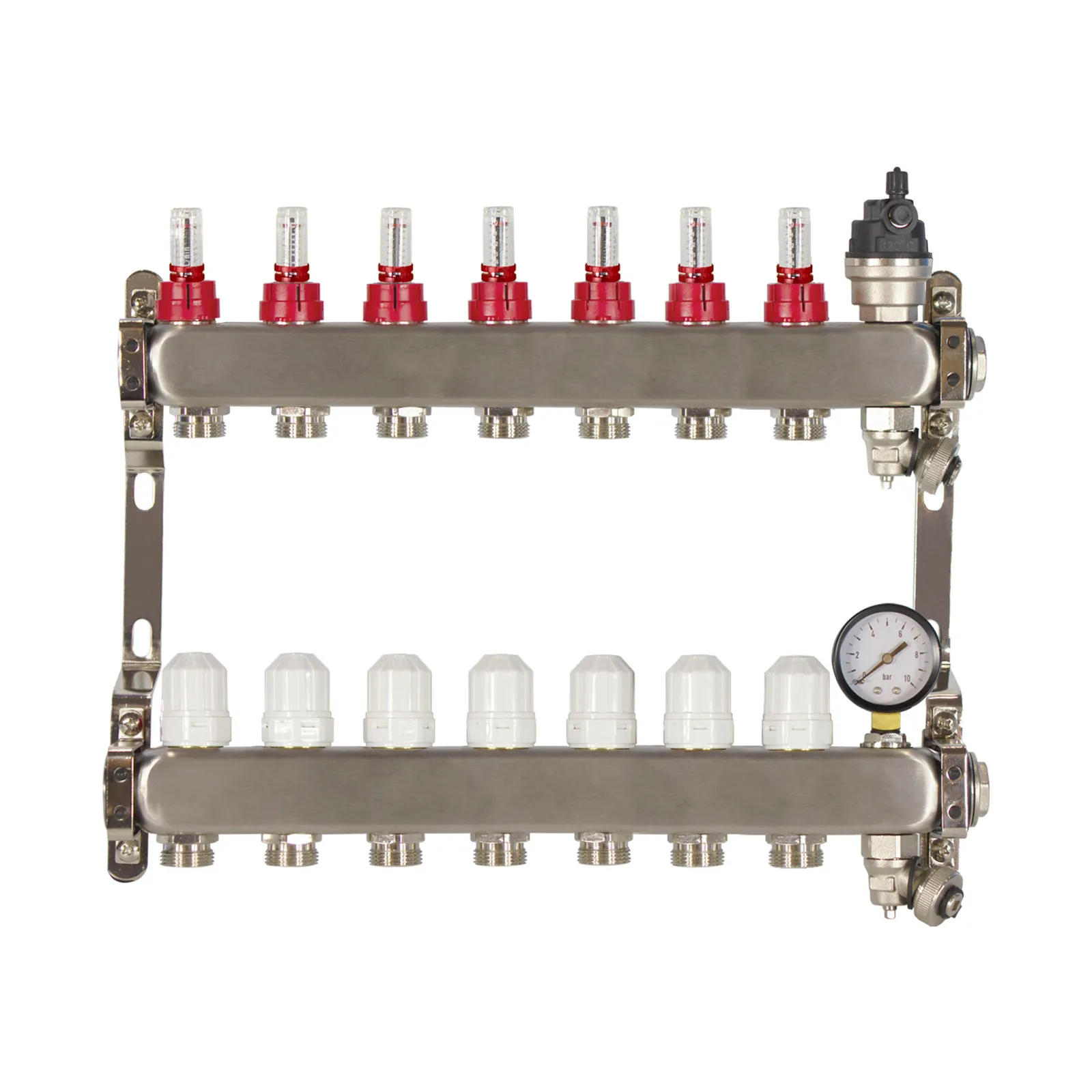 Poly Style Underfloor Heating Manifold with Pressure Gauge and Auto Air Vent