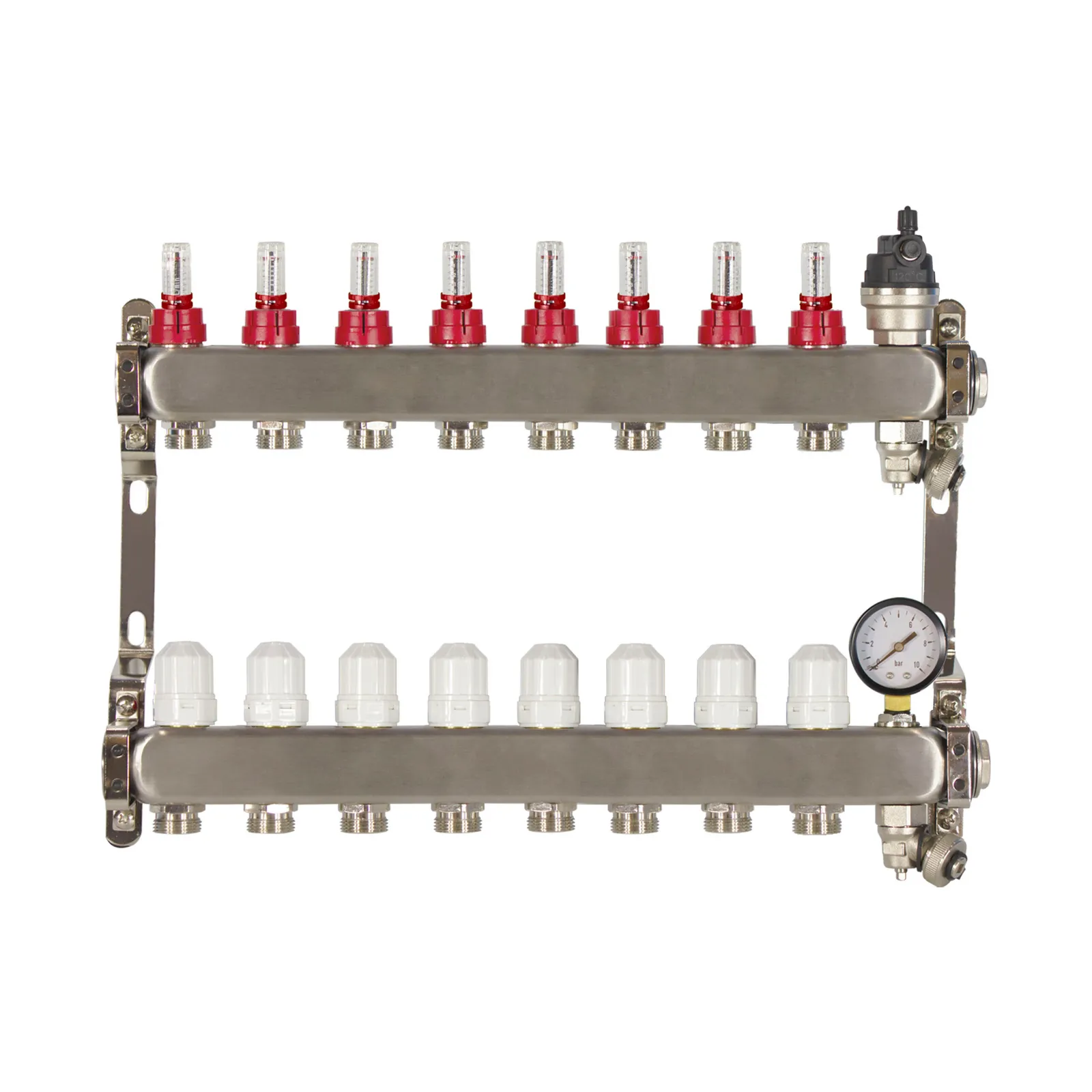 Poly Style Underfloor Heating Manifold with Pressure Gauge and Auto Air Vent