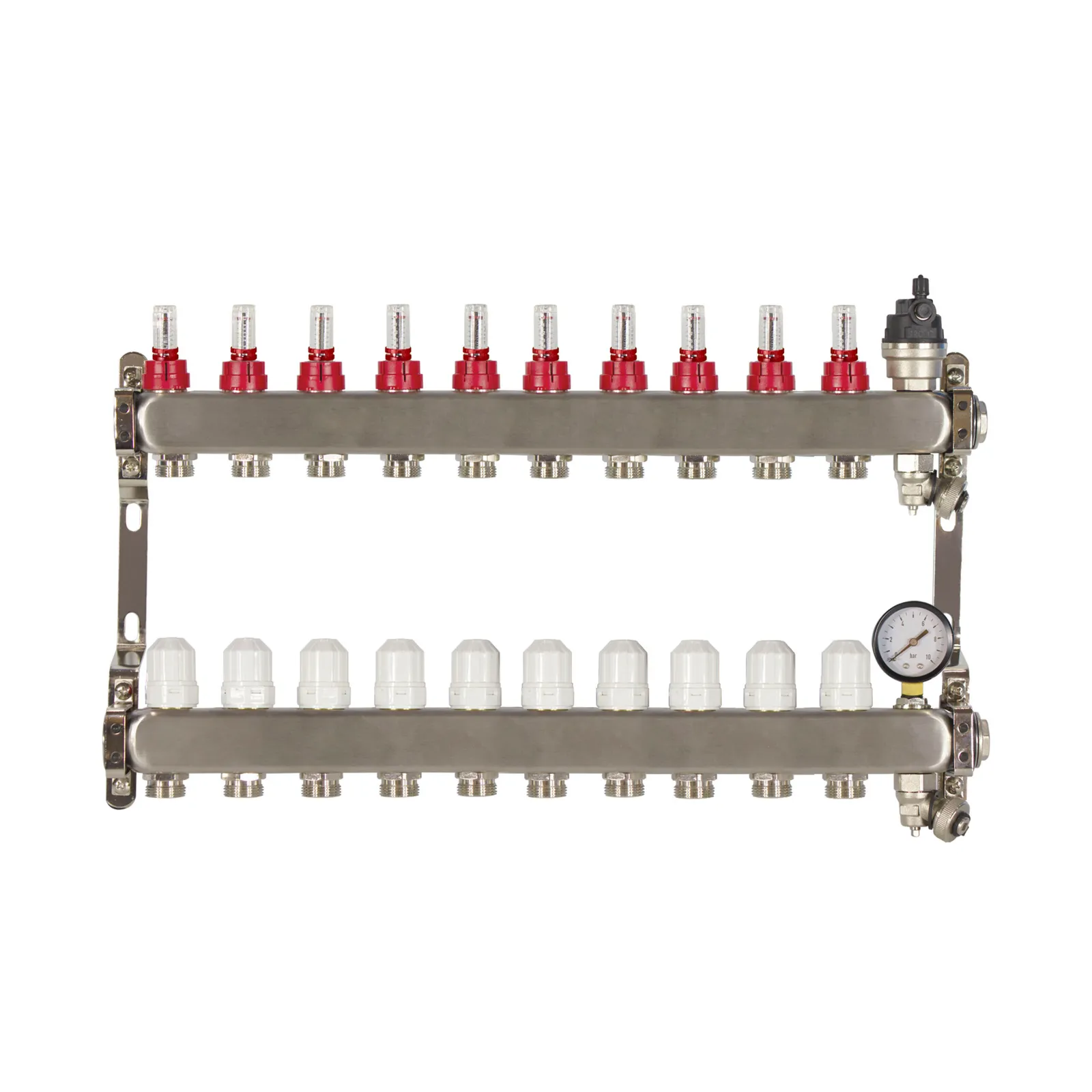 Poly Style Underfloor Heating Manifold with Pressure Gauge and Auto Air Vent