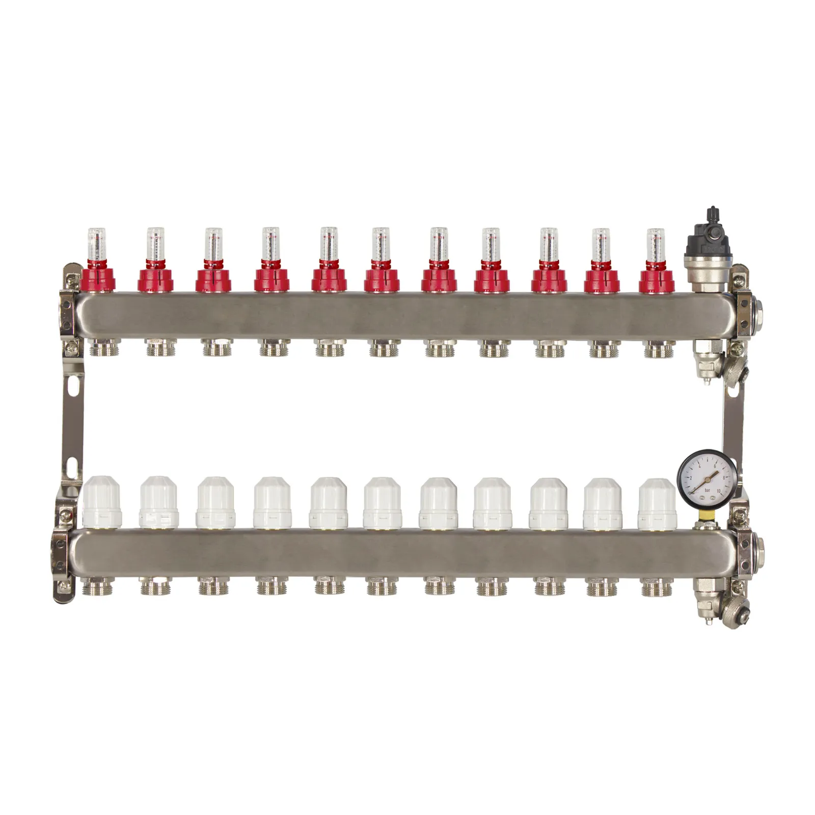 Poly Style Underfloor Heating Manifold with Pressure Gauge and Auto Air Vent