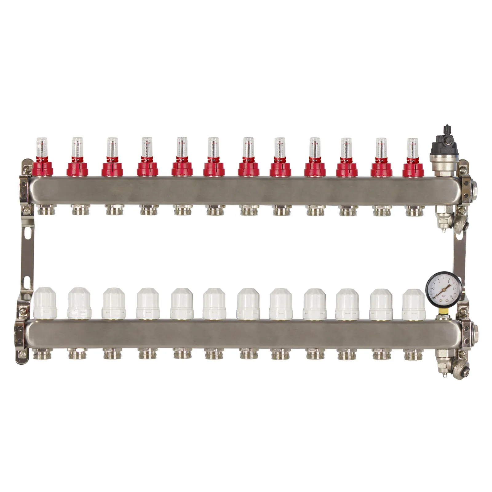 Poly Style Underfloor Heating Manifold with Pressure Gauge and Auto Air Vent