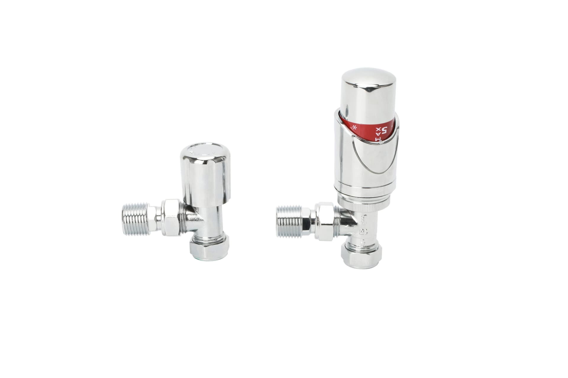 Angle Silver TRV & Lockshield Valve Set with PTFE Tape