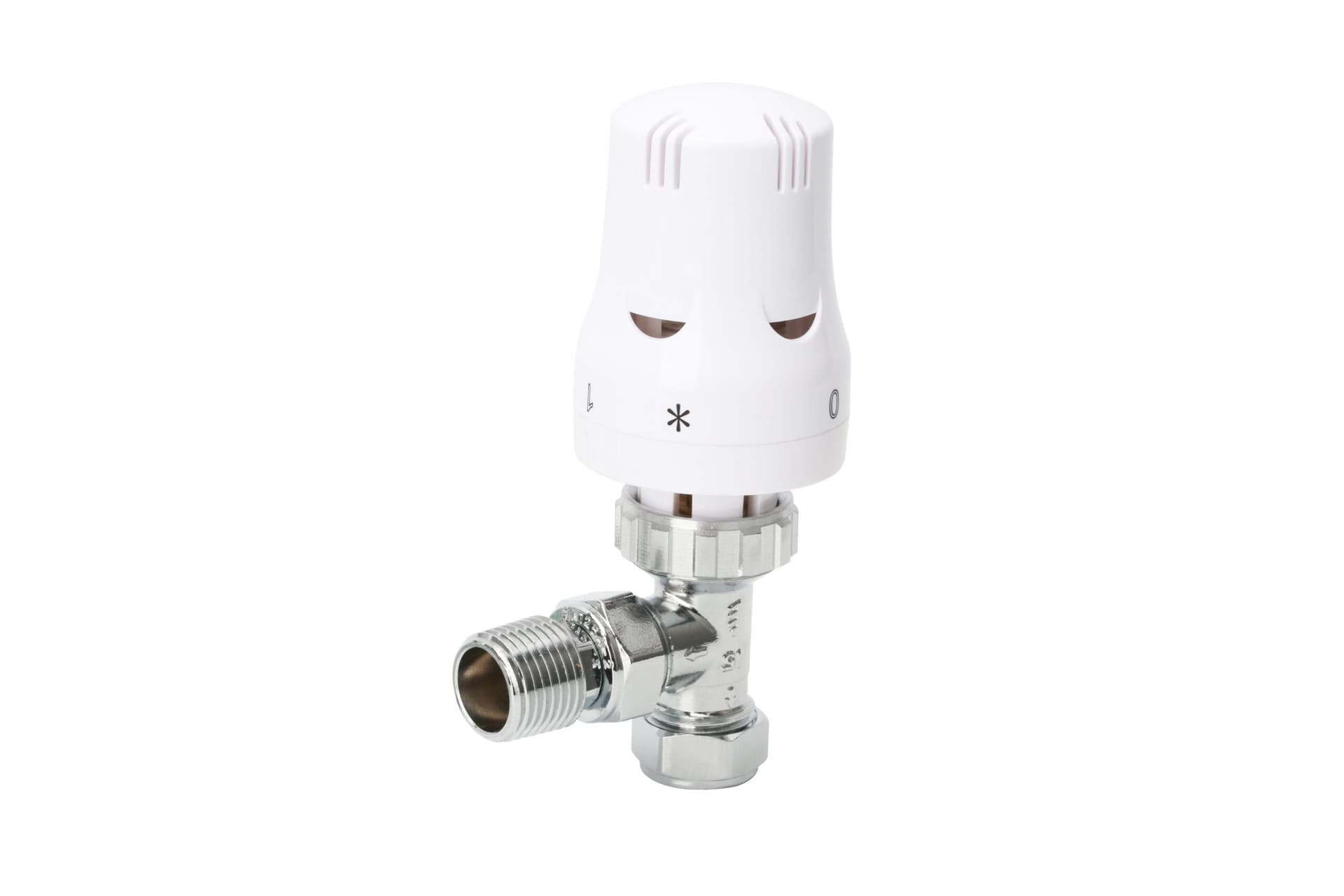 Angle White TRV & Lockshield Valve Set with PTFE Tape - MEPSTOCK