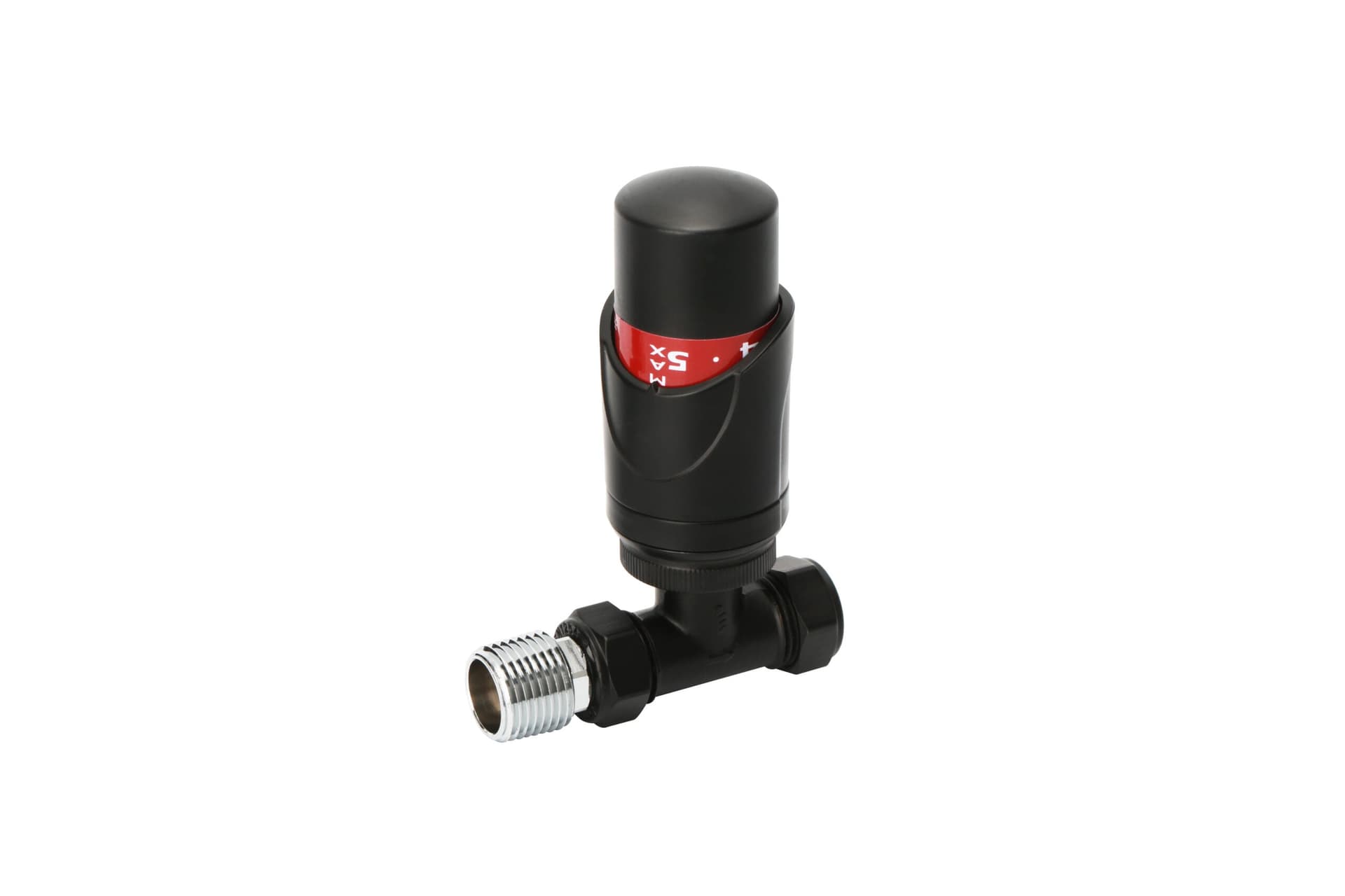 Straight Black TRV & Lockshield Valve Set with PTFE Tape - MEPSTOCK