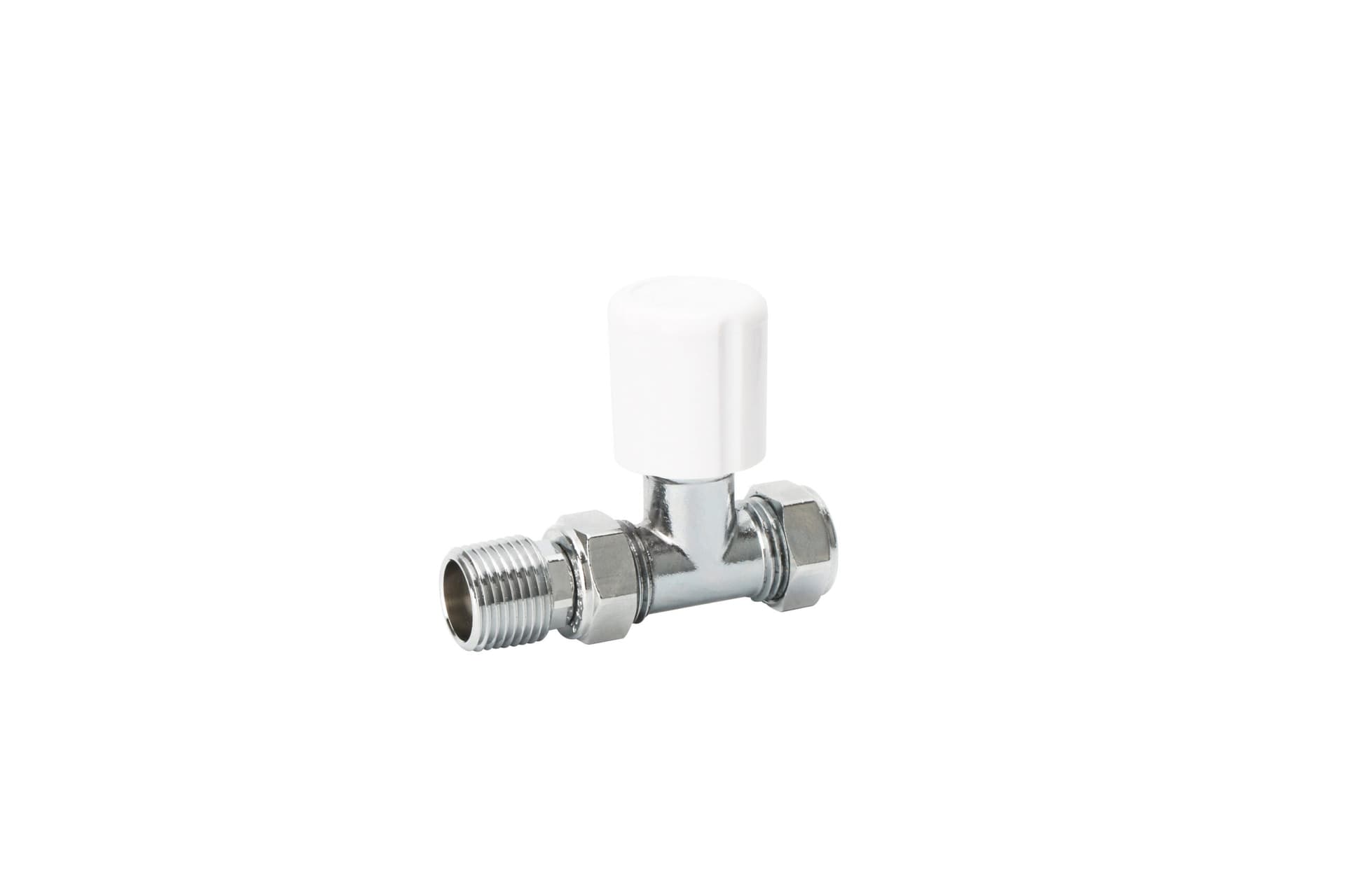 Straight White TRV & Lockshield Valve Set with PTFE Tape - MEPSTOCK