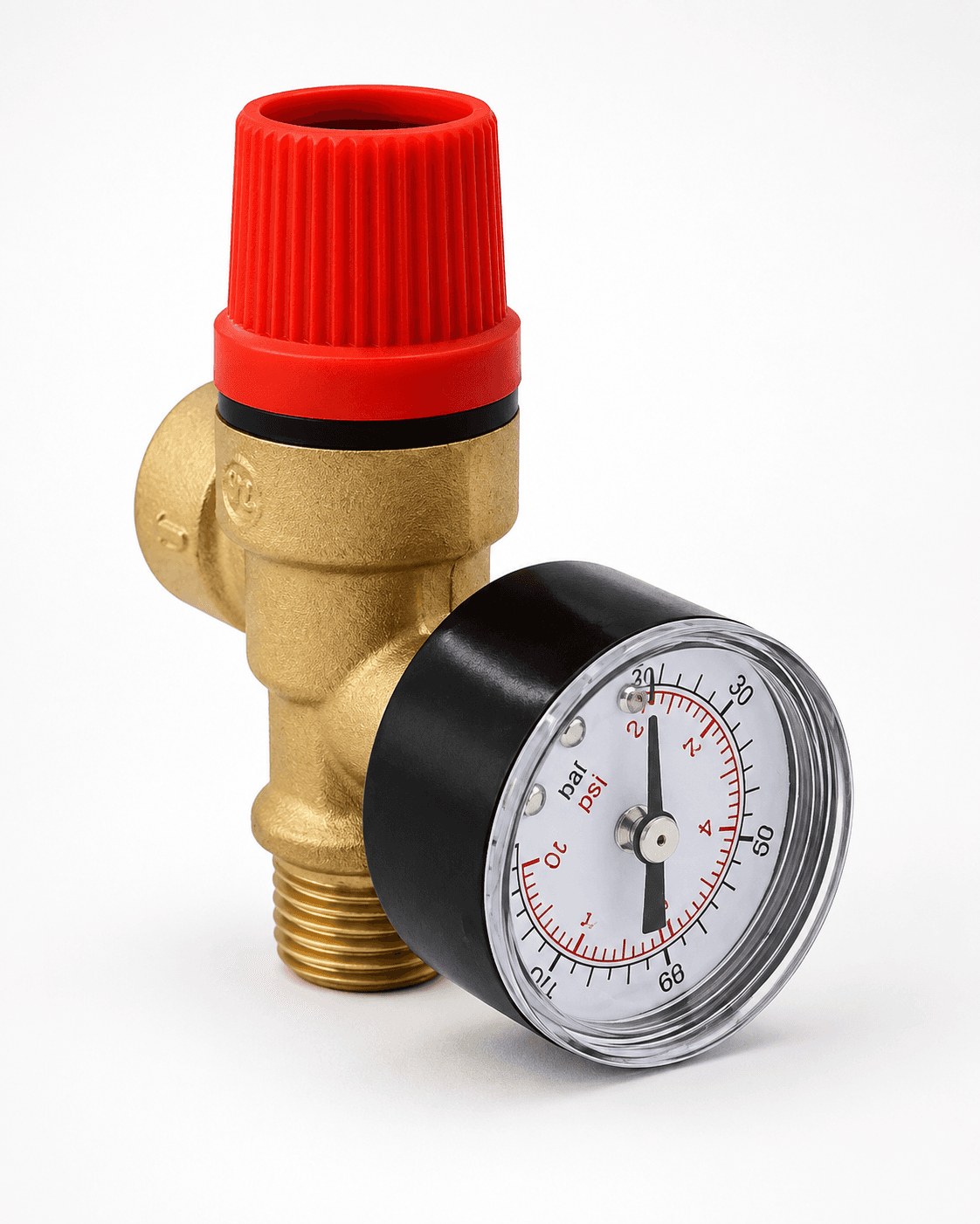 Boiler Pressure Relief Valve with Gauge 1/2" M x F | 3 & 6 Bar