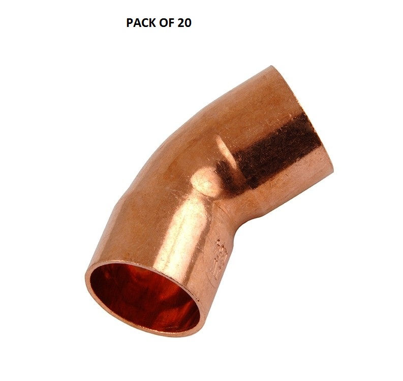 Elbow 45° Copper Plumbing Pipe End Feed All Sizes